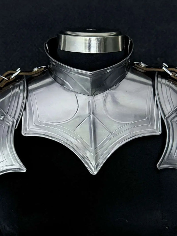 Medieval Women’s Shoulder Armor Set – Steel Gorget & Articulated Pauldrons for LARP Cosplay Medieval Armory