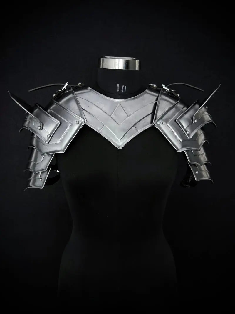 Medieval Knight Gorget & Pauldron Armor Set – 20-Gauge Steel with Adjustable Leather Straps Medieval Armory