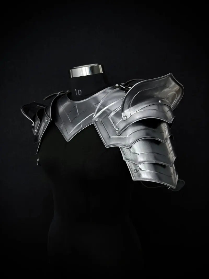 Medieval Knight Gorget & Pauldron Armor Set – 20-Gauge Steel with Adjustable Leather Straps Medieval Armory