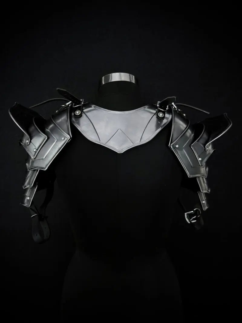 Medieval Knight Gorget & Pauldron Armor Set – 20-Gauge Steel with Adjustable Leather Straps Medieval Armory