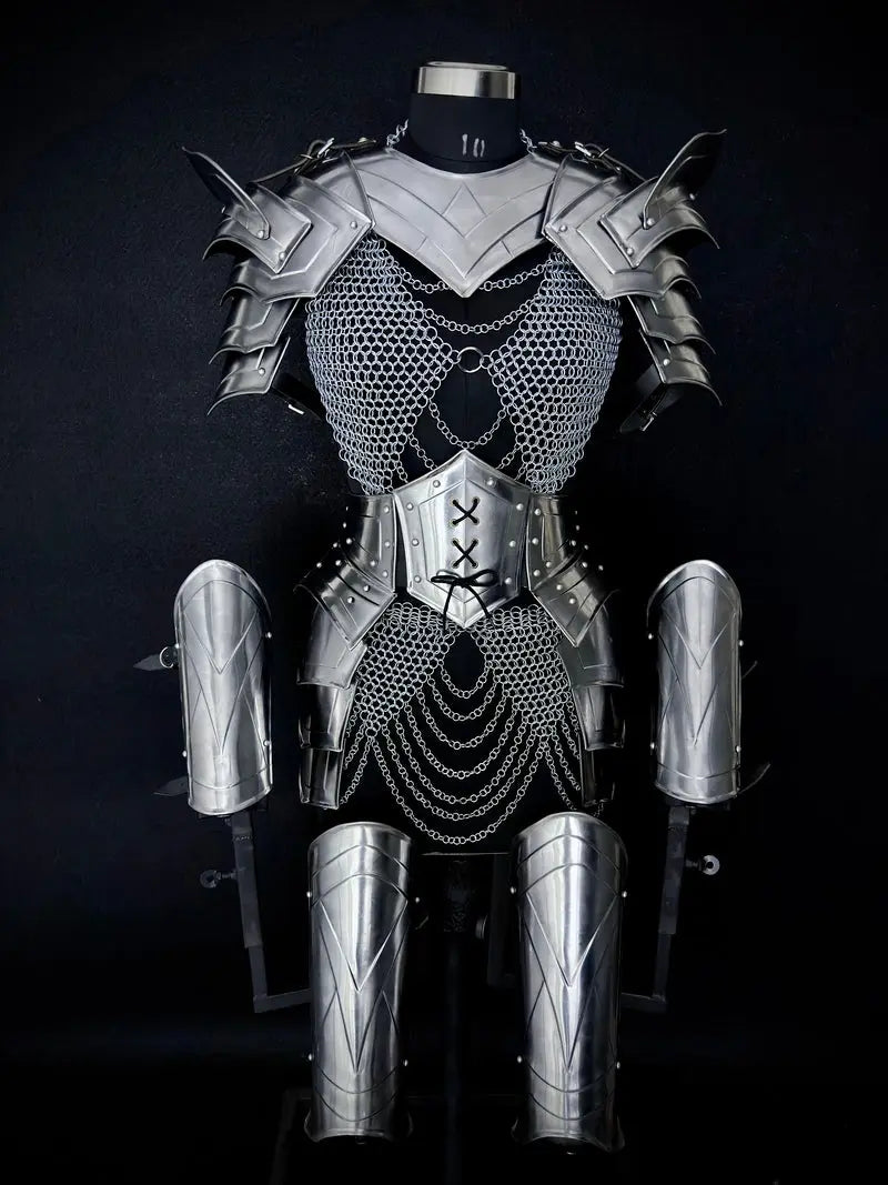 Medieval Knight Gorget & Pauldron Armor Set – 20-Gauge Steel with Adjustable Leather Straps Medieval Armory