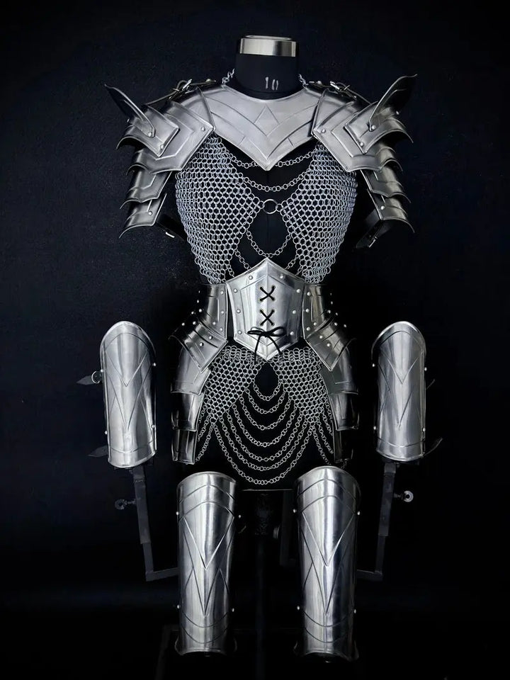 Medieval Knight Gorget & Pauldron Armor Set – 20-Gauge Steel with Adjustable Leather Straps Medieval Armory