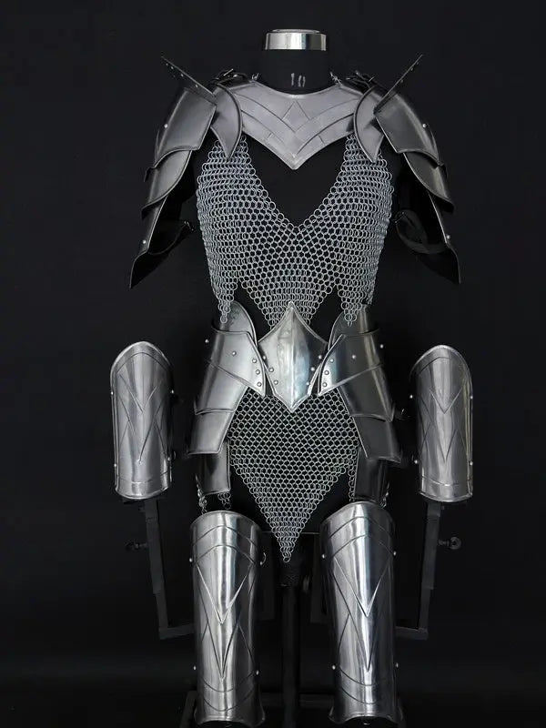 Brave Lady Medieval Armor Set – Chainmail & Steel Cuirass LARP Cosplay Costume Medieval Armory