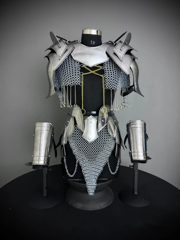 Elite Medieval Armor Set for Women – Hand-Forged Chainmail & Steel Cuirass | LARP, Fantasy & SCA Combat-Ready Costume ISH Collection