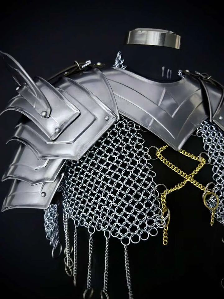 Medieval Women’s Steel Cuirass Armor Set – Chainmail, Gorget & Pauldrons LARP Cosplay Costume Medieval Armory