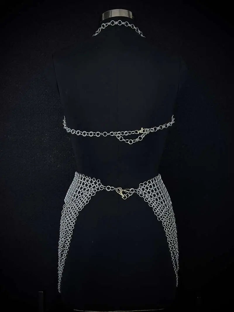 Medieval Women’s Chainmail Top – Steel Chain Drape Armor for LARP Cosplay Medieval Armory