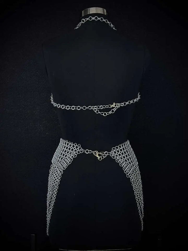 Medieval Women’s Chainmail Top – Steel Chain Drape Armor for LARP Cosplay Medieval Armory