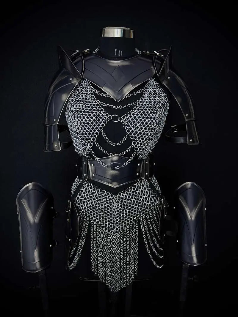 Brave Lady Medieval Armor Set – Chainmail & Steel Cuirass LARP Cosplay Costume Medieval Armory