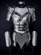 Medieval Women’s Chainmail Top – Steel Chain Drape Armor for LARP Cosplay Medieval Armory