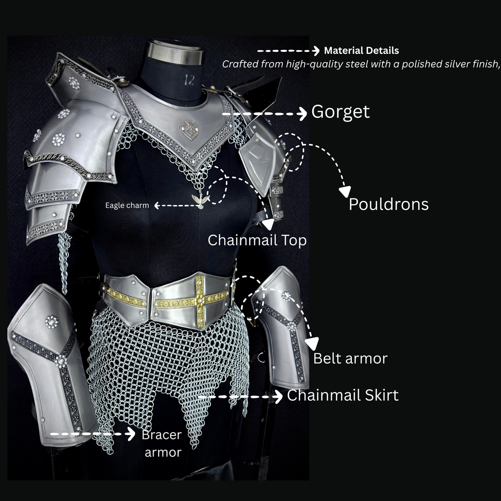 ⚔️ Fantasy Female Armor Set 🛡️ Medieval Warrior Queen Costume with Chainmail & Steel Armor 👑  ✨ Handmade Gothic Women’s Armor – Custom Medieval Knight Costume for LARP, Cosplay & Reenactment ✨