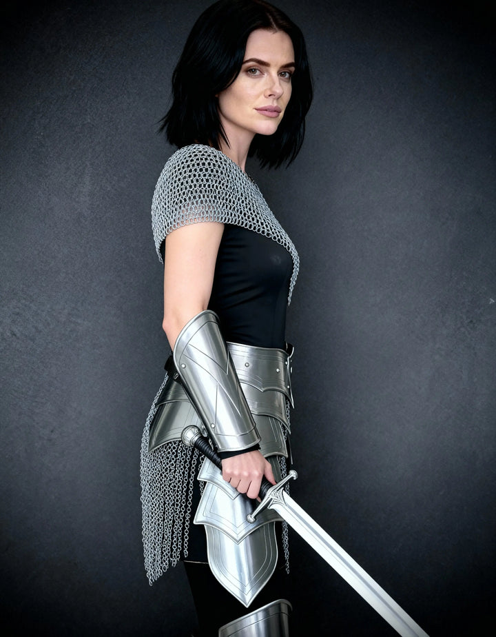 Silver Chainmail Cape Armor – Warrior Queen Edition OathboundSteel