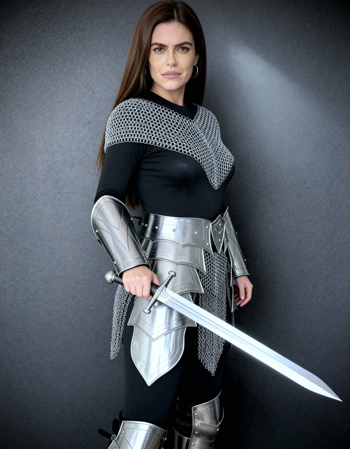 Silver Chainmail Cape Armor – Warrior Queen Edition OathboundSteel