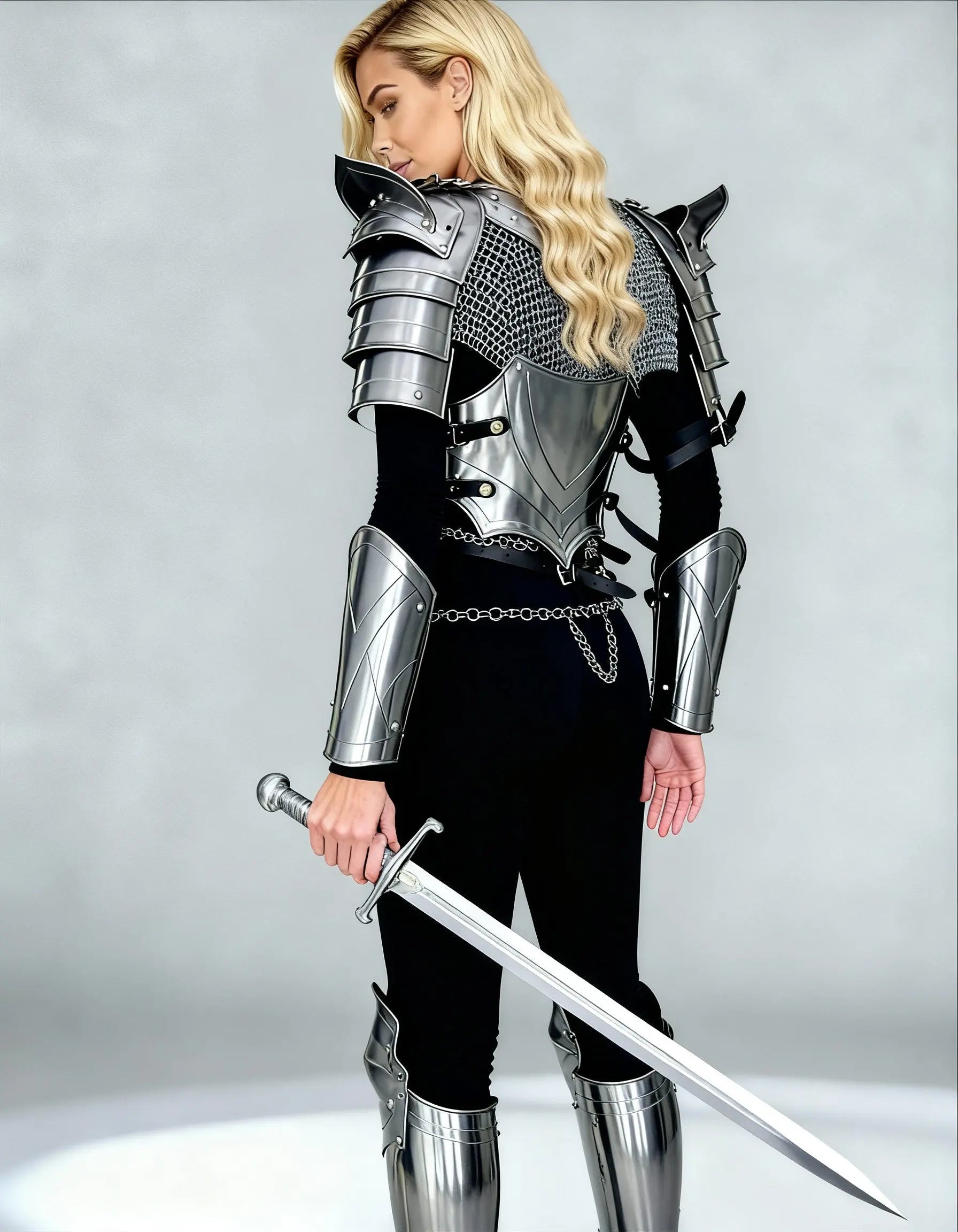 Platinum Knight Armor – Polished Steel Cosplay Suit OathboundSteel