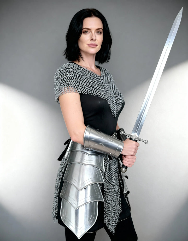 Silver Chainmail Cape Armor – Warrior Queen Edition OathboundSteel