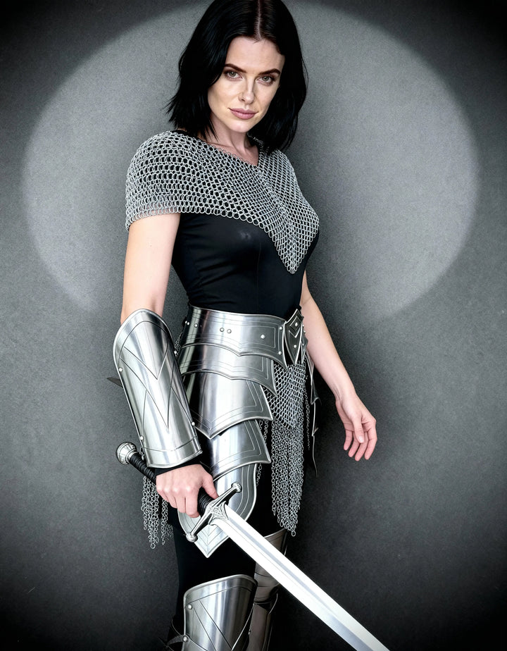 Silver Chainmail Cape Armor – Warrior Queen Edition OathboundSteel