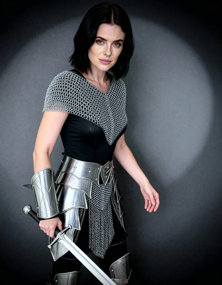 Silver Chainmail Cape Armor – Warrior Queen Edition OathboundSteel