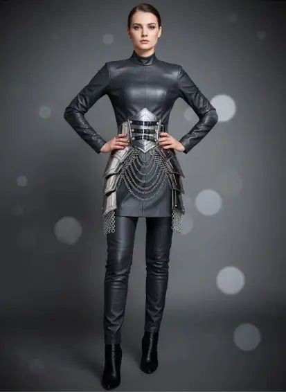 Brave Lady Armor Set ⚔️👑 Medieval Corset & Chainmail Skirt | Perfect for Cosplay, LARP & SCA ISH Collection