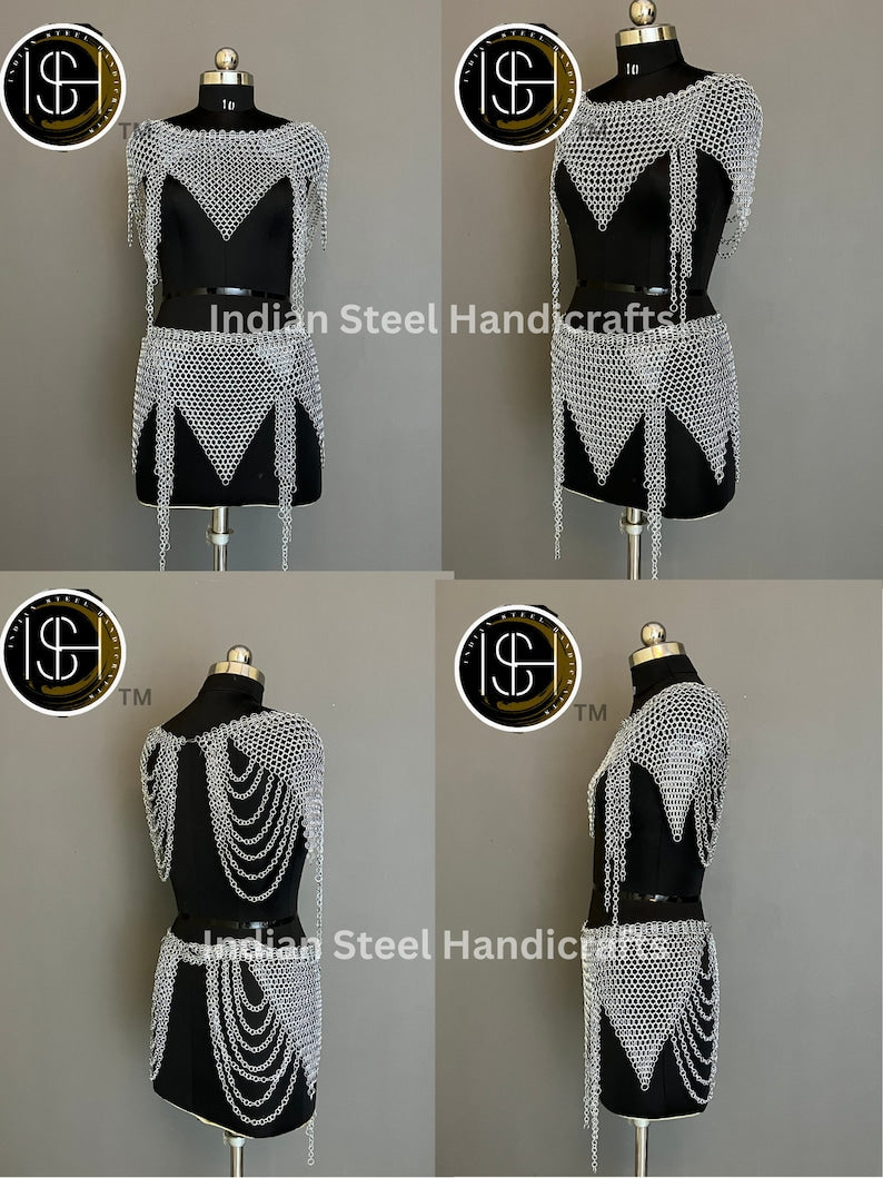Viking Skirt Top, Ren faire Chainmail Handmade Armor, Cosplay Armor, SCA Armor, Larp Costume, Christmas Gift, Gift for Her