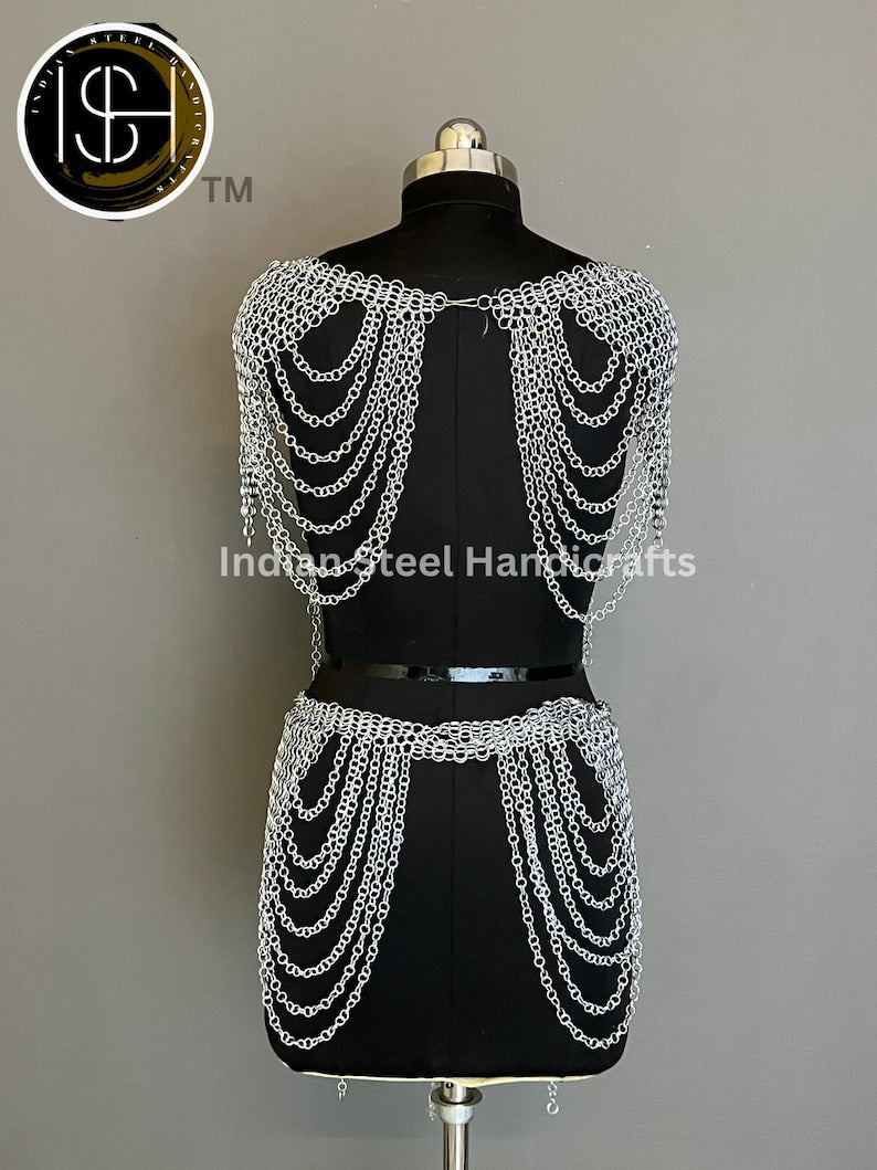 Viking Skirt Top, Ren faire Chainmail Handmade Armor, Cosplay Armor, SCA Armor, Larp Costume, Christmas Gift, Gift for Her