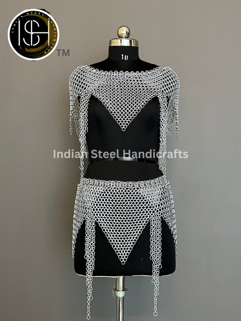 Viking Skirt Top, Ren faire Chainmail Handmade Armor, Cosplay Armor, SCA Armor, Larp Costume, Christmas Gift, Gift for Her