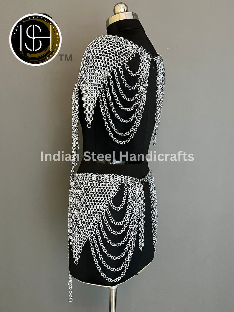Viking Skirt Top, Ren faire Chainmail Handmade Armor, Cosplay Armor, SCA Armor, Larp Costume, Christmas Gift, Gift for Her
