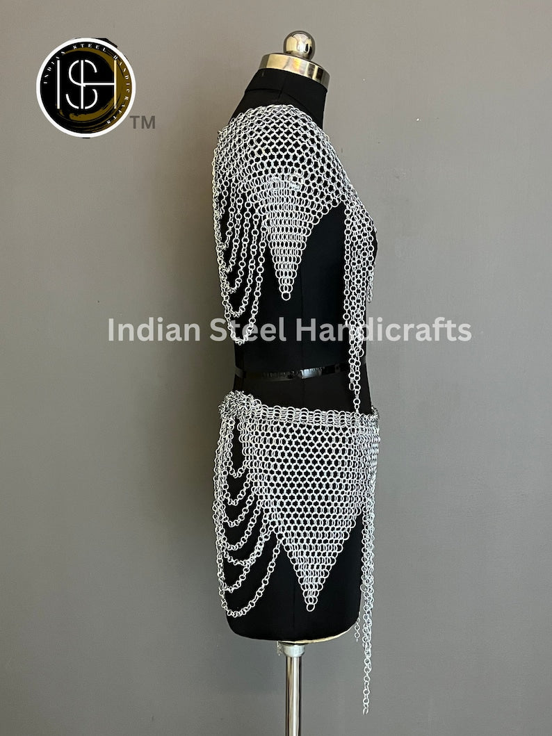 Viking Skirt Top, Ren faire Chainmail Handmade Armor, Cosplay Armor, SCA Armor, Larp Costume, Christmas Gift, Gift for Her