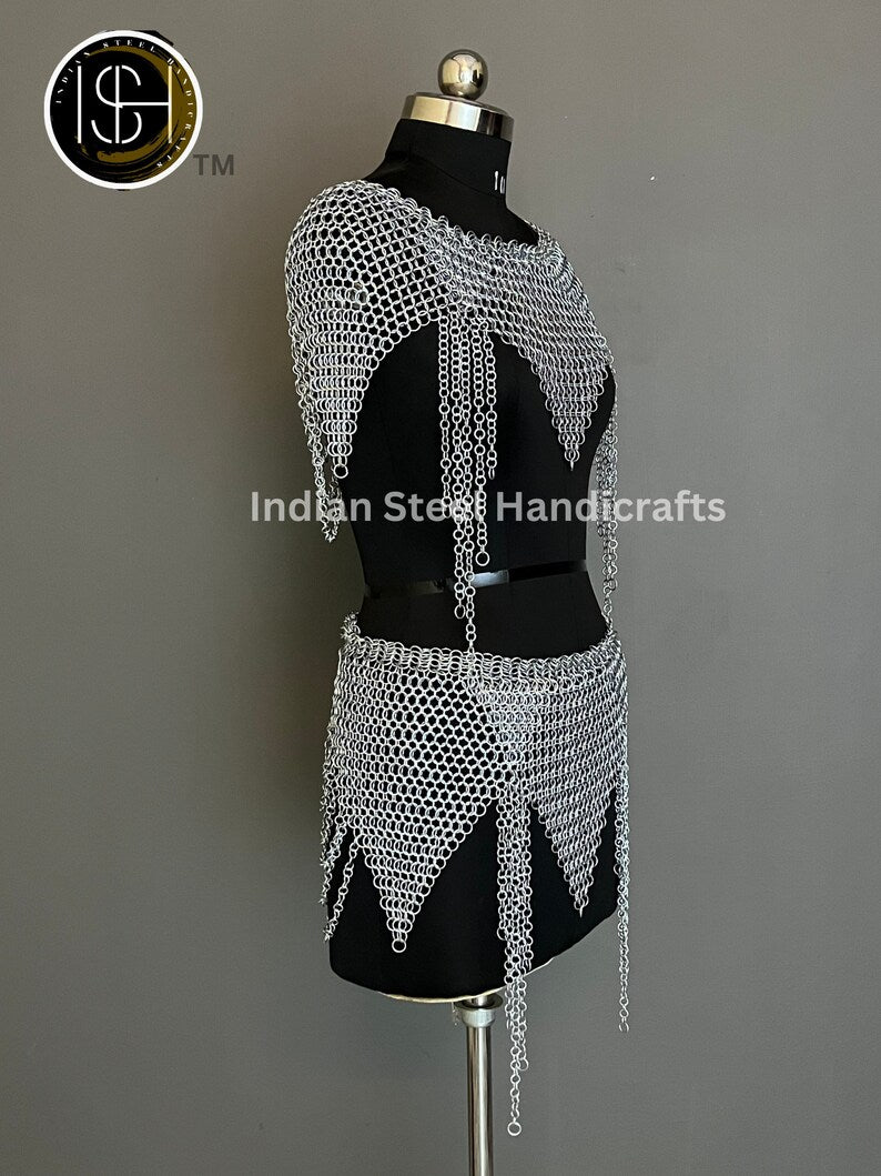 Viking Skirt Top, Ren faire Chainmail Handmade Armor, Cosplay Armor, SCA Armor, Larp Costume, Christmas Gift, Gift for Her