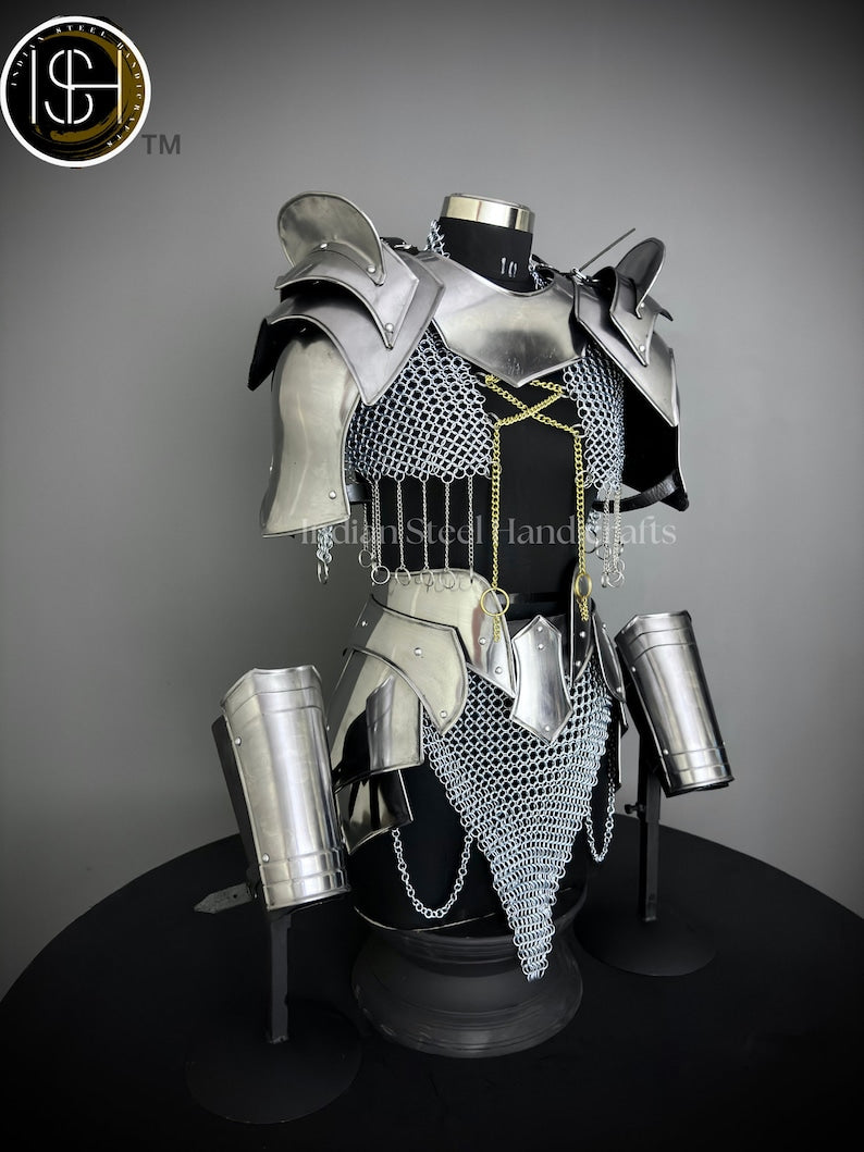 Medieval Knight Armor, Brave Lady Armor,Chainmail Armor, Cosplay Armor, Sca Armor, Larp Armor, Fantasy Armor, Gift for women.