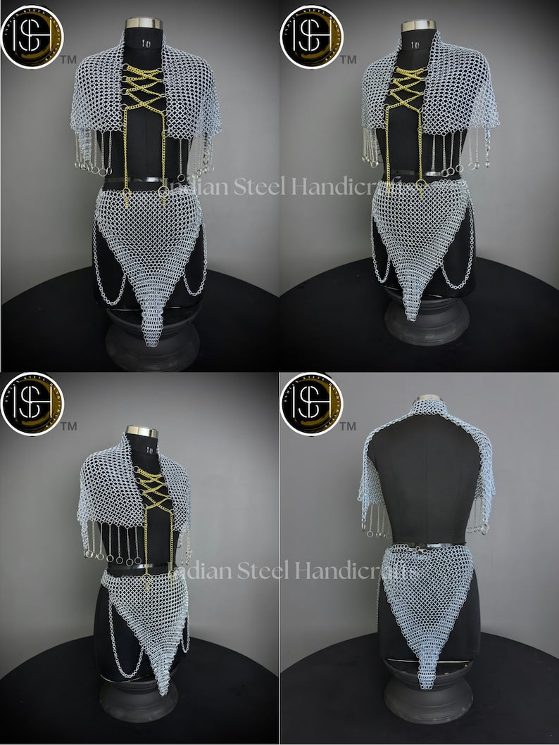 Medieval Knight Armor, Brave Lady Armor,Chainmail Armor, Cosplay Armor, Sca Armor, Larp Armor, Fantasy Armor, Gift for women.
