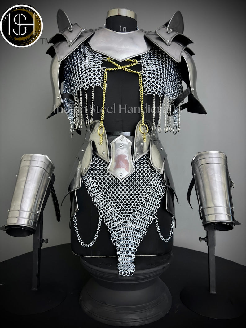 Medieval Knight Armor, Brave Lady Armor,Chainmail Armor, Cosplay Armor, Sca Armor, Larp Armor, Fantasy Armor, Gift for women.