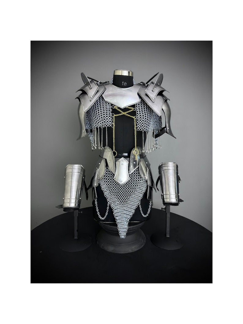 Medieval Knight Armor, Brave Lady Armor,Chainmail Armor, Cosplay Armor, Sca Armor, Larp Armor, Fantasy Armor, Gift for women.