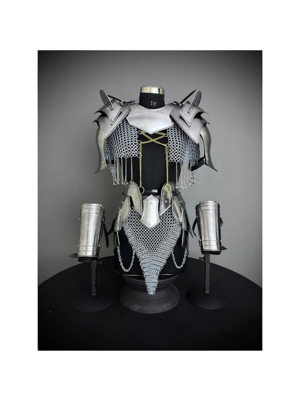 Medieval Knight Armor, Brave Lady Armor,Chainmail Armor, Cosplay Armor, Sca Armor, Larp Armor, Fantasy Armor, Gift for women.