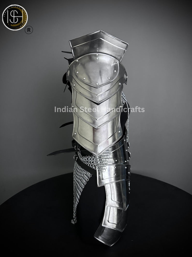 Medieval Cuirass Armor, Gorget Pauldron & Waist Armor, Chainmail Armor, Cosplay Armor, Sca Armor, Larp Armor, Fantasy Armor, Gift for women.