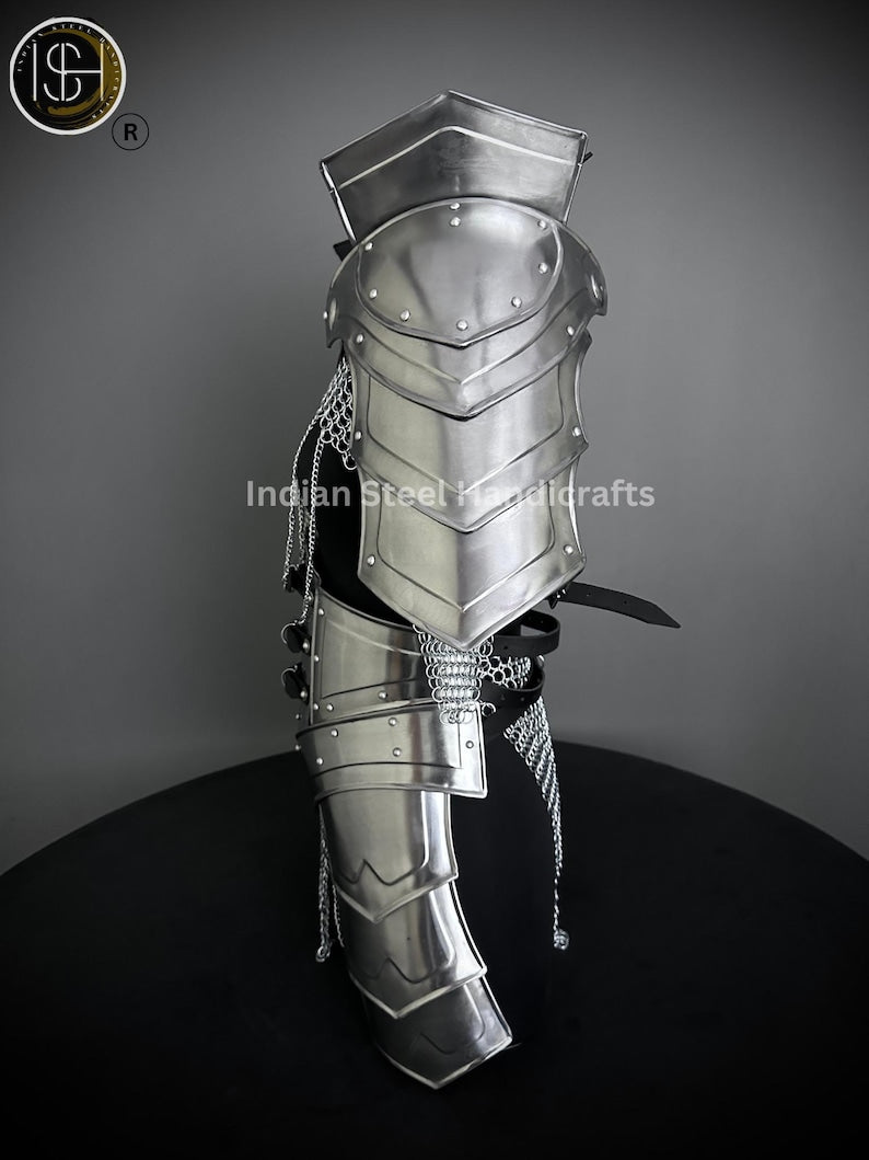 Medieval Cuirass Armor, Gorget Pauldron & Waist Armor, Chainmail Armor, Cosplay Armor, Sca Armor, Larp Armor, Fantasy Armor, Gift for women.