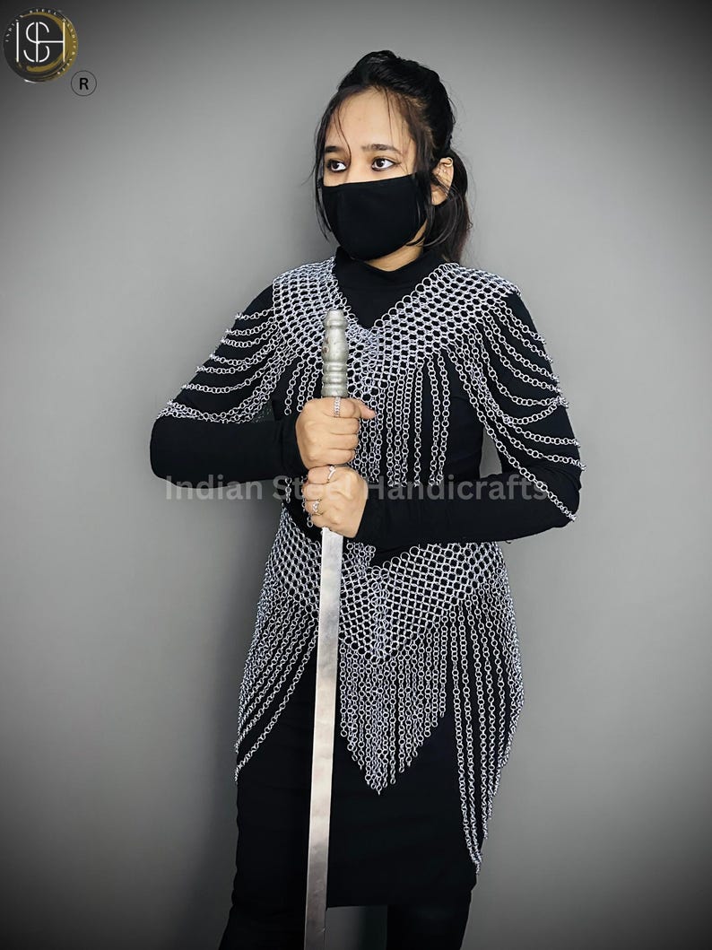 Chainmail Harness, Chainmail Chains Layers top & Skirt, Rings Costume, Wedding Cosplay Costume, Larp , Cosplay, Sca Armor, Gift For Women.