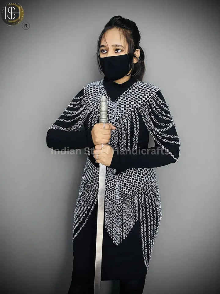 Chainmail Harness, Chainmail Chains Layers top & Skirt, Rings Costume, Wedding Cosplay Costume, Larp , Cosplay, Sca Armor, Gift For Women. ISH Collection