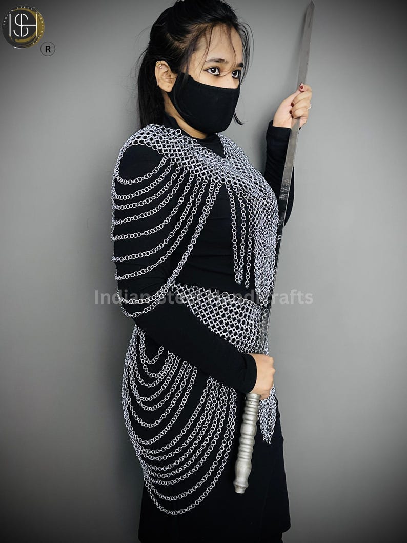 Chainmail Harness, Chainmail Chains Layers top & Skirt, Rings Costume, Wedding Cosplay Costume, Larp , Cosplay, Sca Armor, Gift For Women.