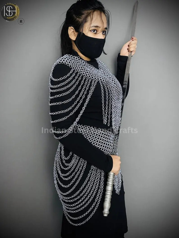 Chainmail Harness, Chainmail Chains Layers top & Skirt, Rings Costume, Wedding Cosplay Costume, Larp , Cosplay, Sca Armor, Gift For Women. ISH Collection