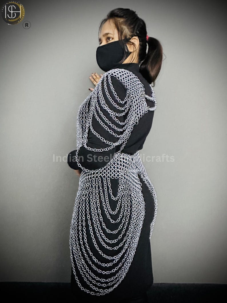 Chainmail Harness, Chainmail Chains Layers top & Skirt, Rings Costume, Wedding Cosplay Costume, Larp , Cosplay, Sca Armor, Gift For Women.