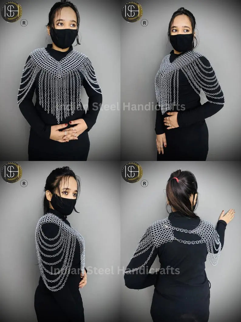 Chainmail Harness, Chainmail Chains Layers top & Skirt, Rings Costume, Wedding Cosplay Costume, Larp , Cosplay, Sca Armor, Gift For Women. ISH Collection
