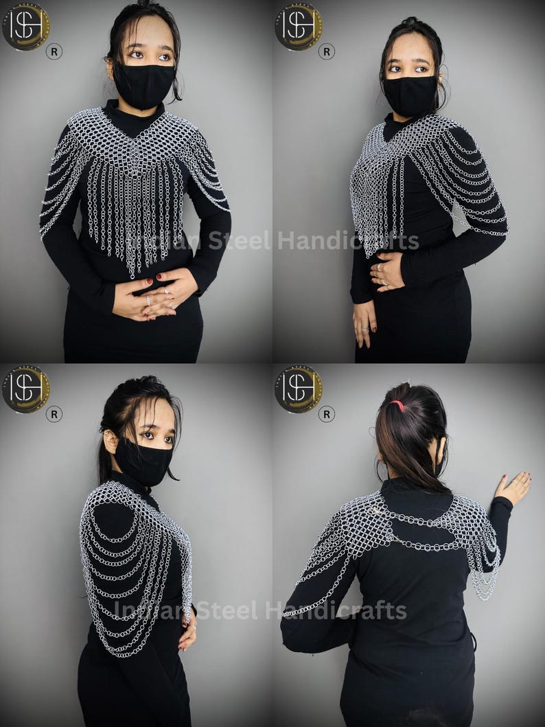 Chainmail Harness, Chainmail Chains Layers top & Skirt, Rings Costume, Wedding Cosplay Costume, Larp , Cosplay, Sca Armor, Gift For Women.