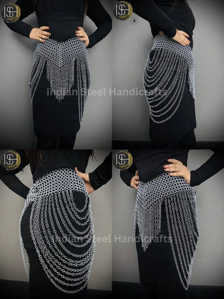 Chainmail Harness, Chainmail Chains Layers top & Skirt, Rings Costume, Wedding Cosplay Costume, Larp , Cosplay, Sca Armor, Gift For Women. ISH Collection