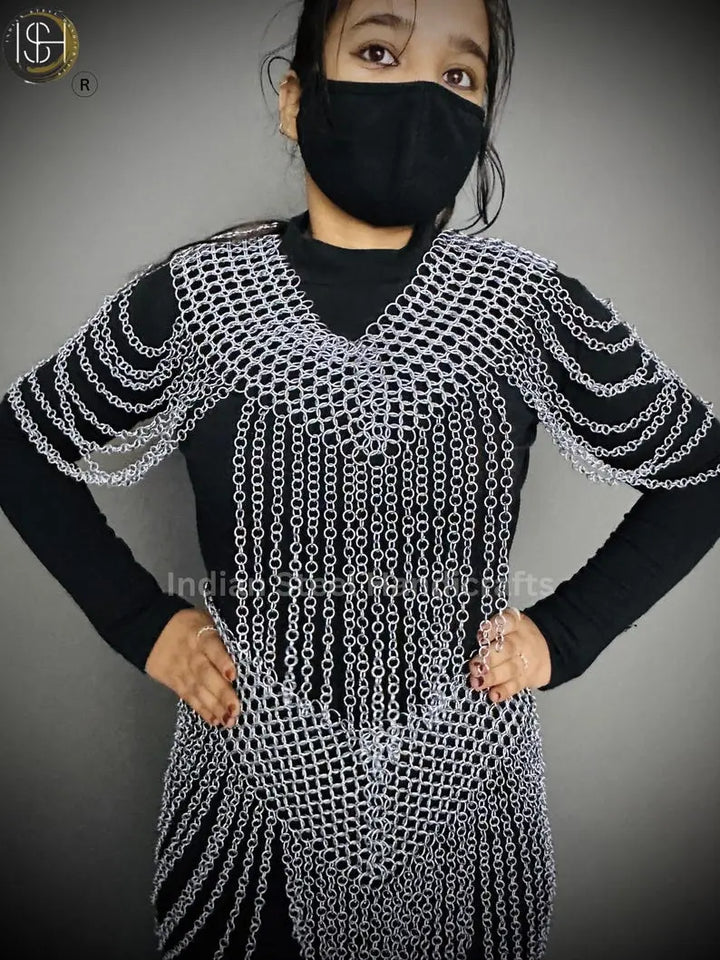 Chainmail Harness, Chainmail Chains Layers top & Skirt, Rings Costume, Wedding Cosplay Costume, Larp , Cosplay, Sca Armor, Gift For Women. ISH Collection
