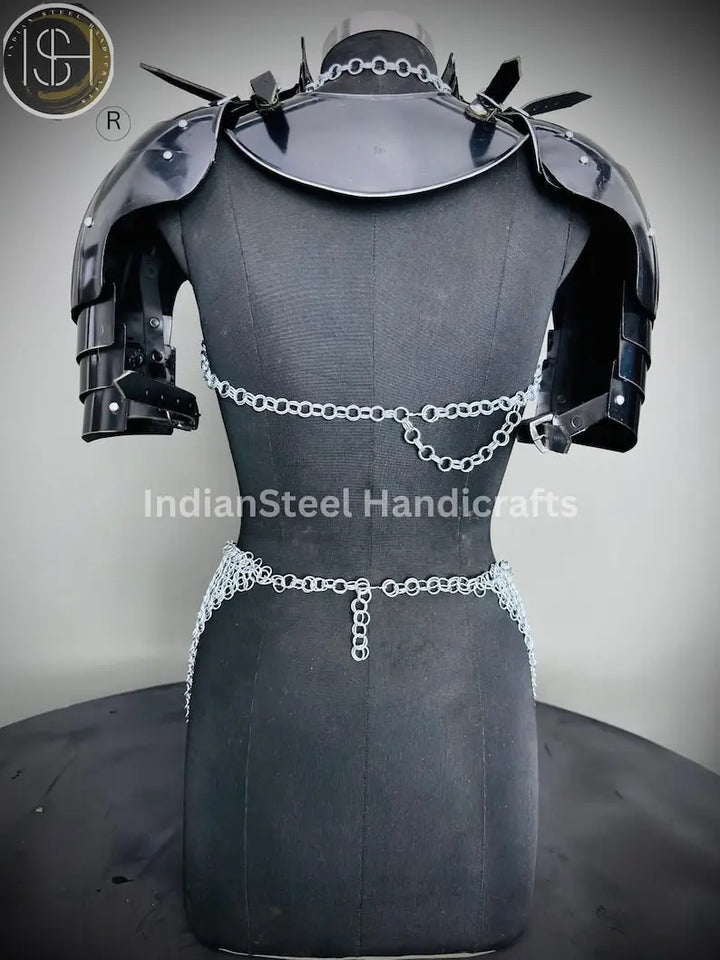 Medieval Viking Skirt & Top, Gorget pauldrons,Ren faire Chainmaille Handmade Medieval Cosplay Armor, SCA Larp Costume, ISH Collection