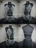 Medieval Viking Skirt & Top, Gorget pauldrons,Ren faire Chainmaille Handmade Medieval Cosplay Armor, SCA Larp Costume, ISH Collection