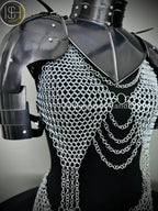 Medieval Viking Skirt & Top, Gorget pauldrons,Ren faire Chainmaille Handmade Medieval Cosplay Armor, SCA Larp Costume, ISH Collection