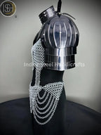 Medieval Viking Skirt & Top, Gorget pauldrons,Ren faire Chainmaille Handmade Medieval Cosplay Armor, SCA Larp Costume, ISH Collection