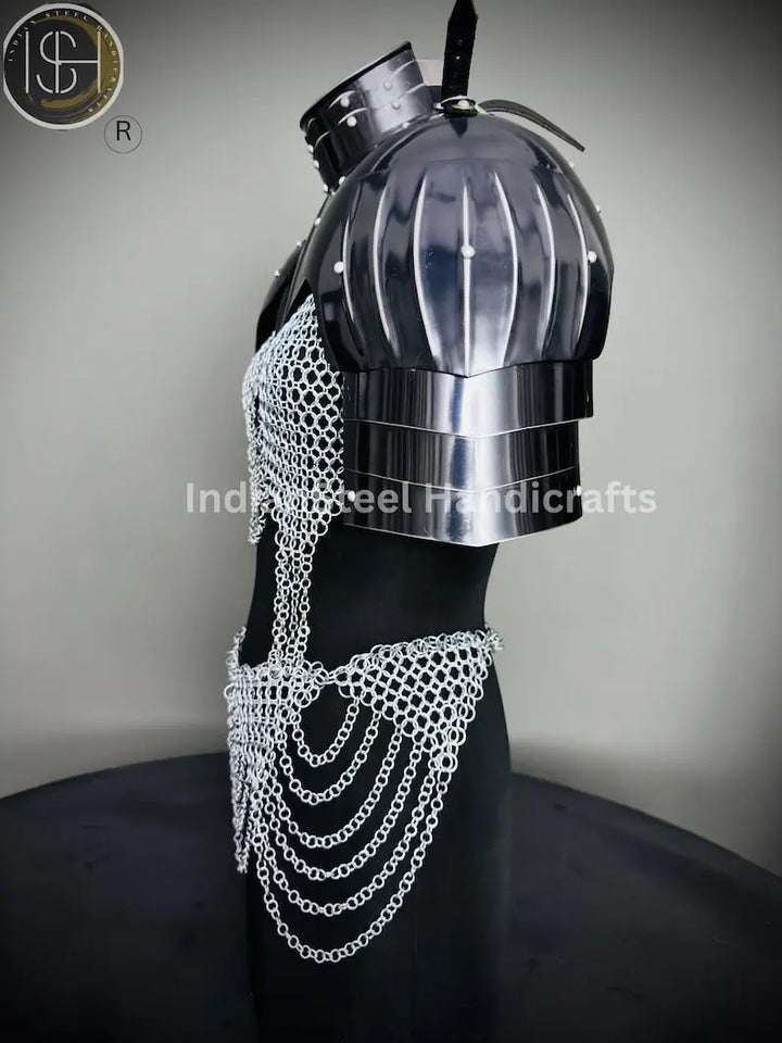 Medieval Viking Skirt & Top, Gorget pauldrons,Ren faire Chainmaille Handmade Medieval Cosplay Armor, SCA Larp Costume, ISH Collection