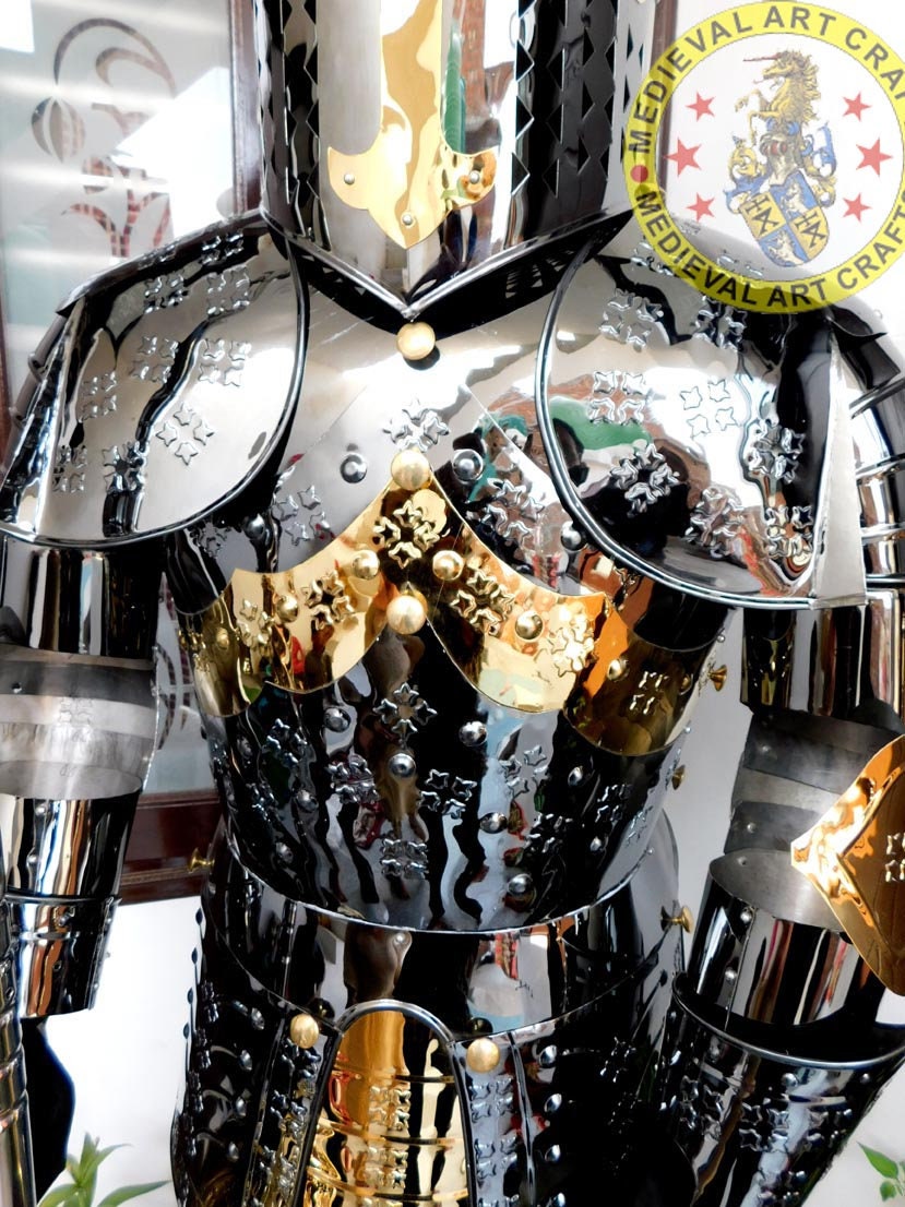 Medieval Stainless Steel Rust free full body Wearable Knight Armor Suit with back plating for LARP