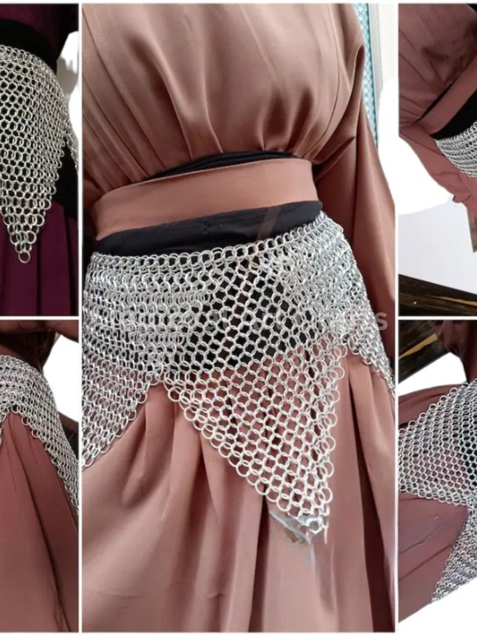 Chainmail Overlap Skirt, Chainmaille Antique Silver Renfaire Corset Costume, Belly Belt/Skirt, Boho Style Adjustable Skirt Gift for women